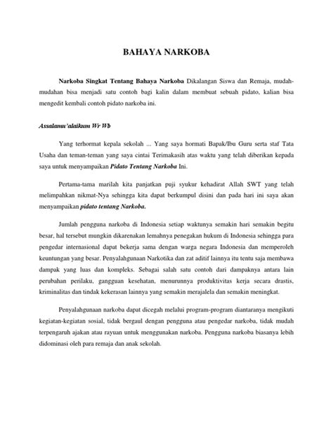 Contoh Teks Pidato Persuasif Tentang Narkoba